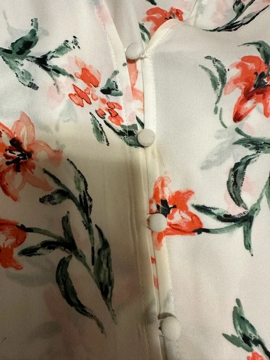 Joie Cream Blouse with Coral Floral Motif - Picture 4 of 5